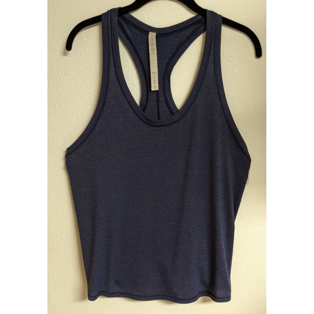Women's Lululemon Striped Tie Back Sleeveless Blue Racerback Tank Top 6